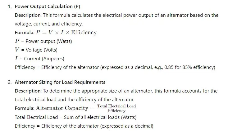 Alternator Capacity Calculation Formulas1