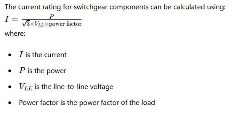 Current Rating of Switchgear