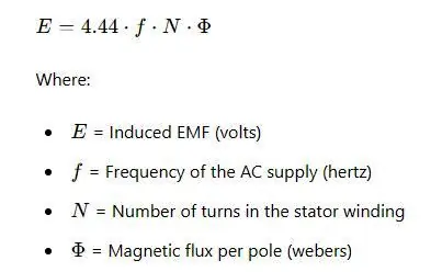 Stator Induced EMF Formula