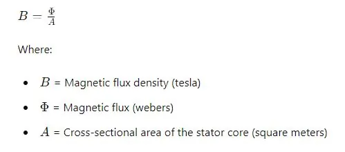 Stator Magnetic Flux Density Formula