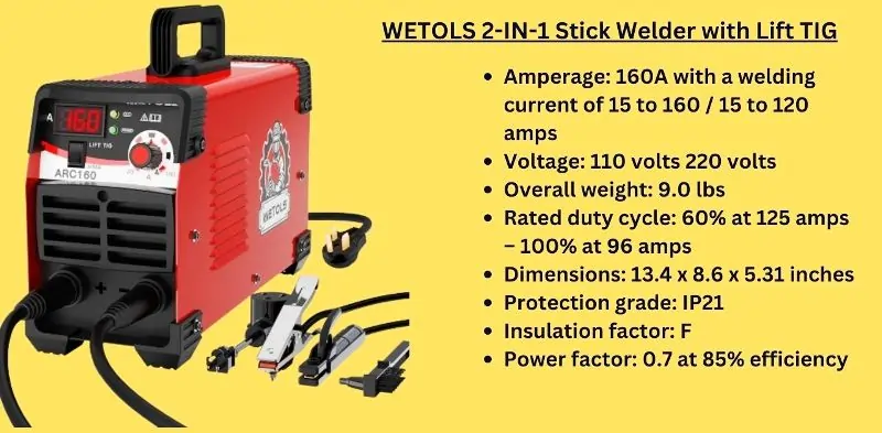 WETOLS 2-IN-1 Stick Welder with Lift TIG