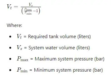 Hydrophore Tank Sizing Formula