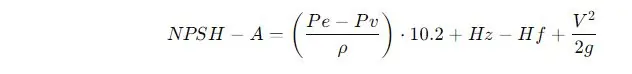 NPSH-A Calculation Formula