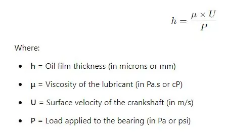 Oil Film Thickness Formula