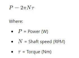  Power Transmitted by Shaft (P)