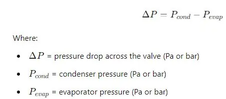 Pressure Drop Across Expansion Valve 