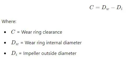 Wear Ring Clearance Formula