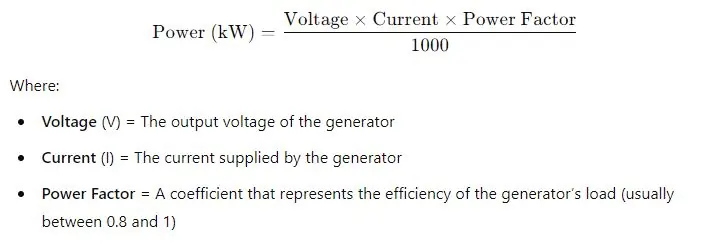 Generator Engine Power Calculation